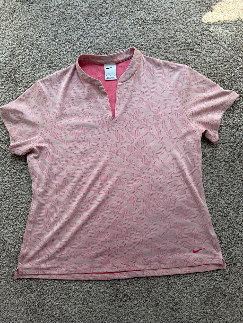 Nike Light Pink Short-Sleeve V-Notch Golf Polo